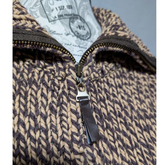 Old Navy Women's VTG Brown Tan Marled Knit Quarter Zip Sweater Jacket Size Large - Picture 5 of 10